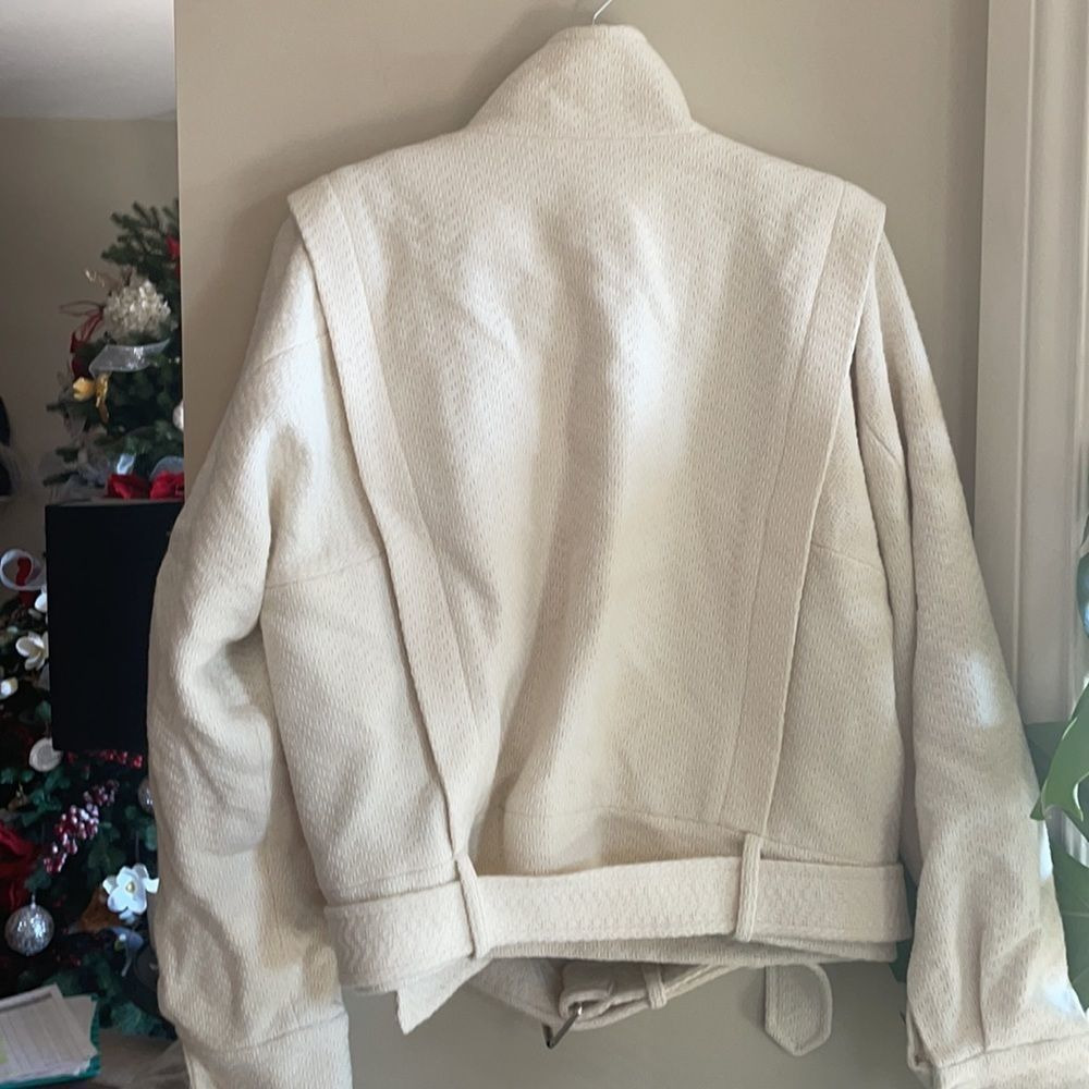 New Reiss Clara short biker jacket 10 ivory nwot - Picture 10 of 11